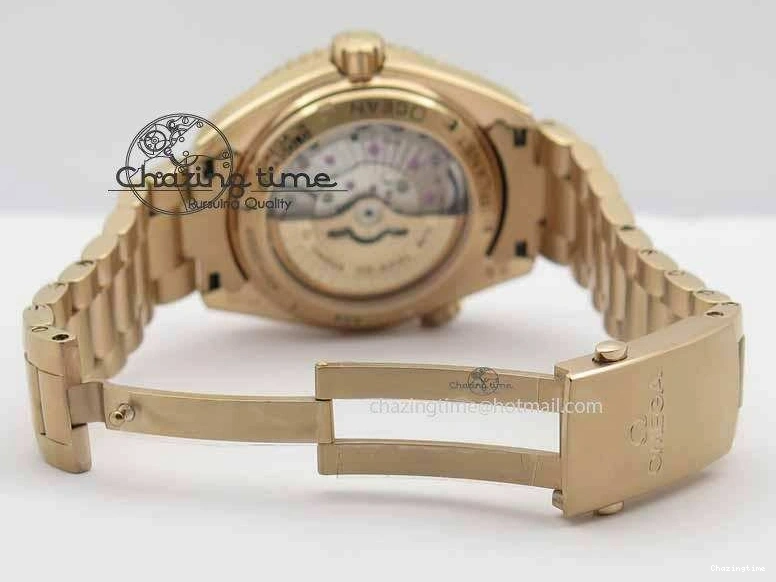 1221 Efficient Planet Ocean GMT 43.5mm RG V6F 1:1 Best Edition Black Dial On RG Bracelet A 8182